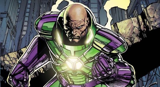 DC Comics artwork of Lex Luthor in his green and purple armor