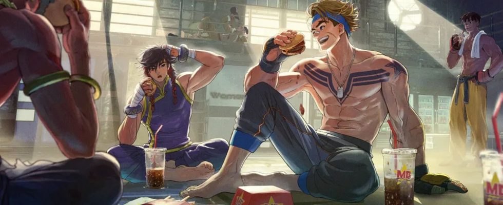 Luke and Bosch enjoy a burger lunch in Capcom's Street Fighter 6.