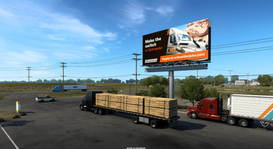 Real Trucking Company achète des panneaux d'affichage dans American Truck Simulator pour aider à recruter du personnel