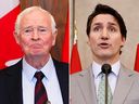 L'ancien gouverneur général David Johnston et le premier ministre Justin Trudeau parlent du rapport d'ingérence étrangère de Johnston lors de conférences de presse distinctes le 23 mai. Si suffisamment de gens considèrent que l'enquête est truquée, alors la démocratie a un problème.
