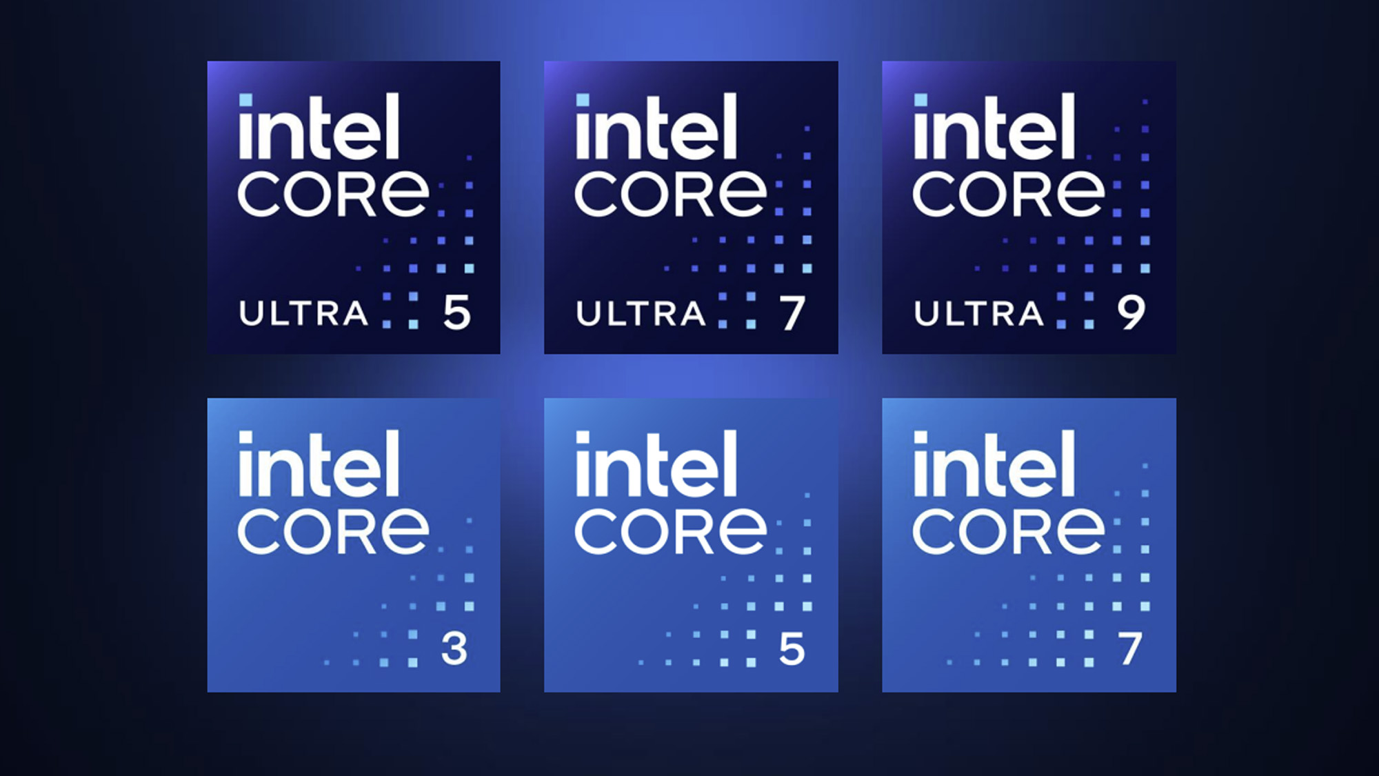 Les badges pour les processeurs Intel Core et Intel Core Ultra