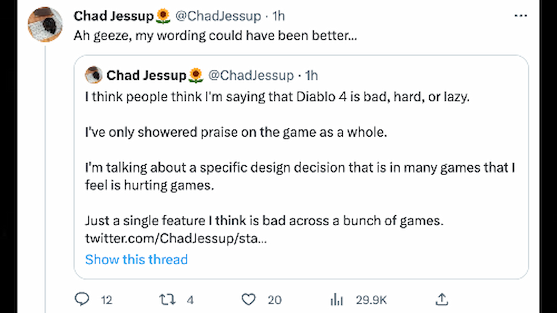 Le développeur de Bungie répond après que Diablo Dev ait répondu au tweet original