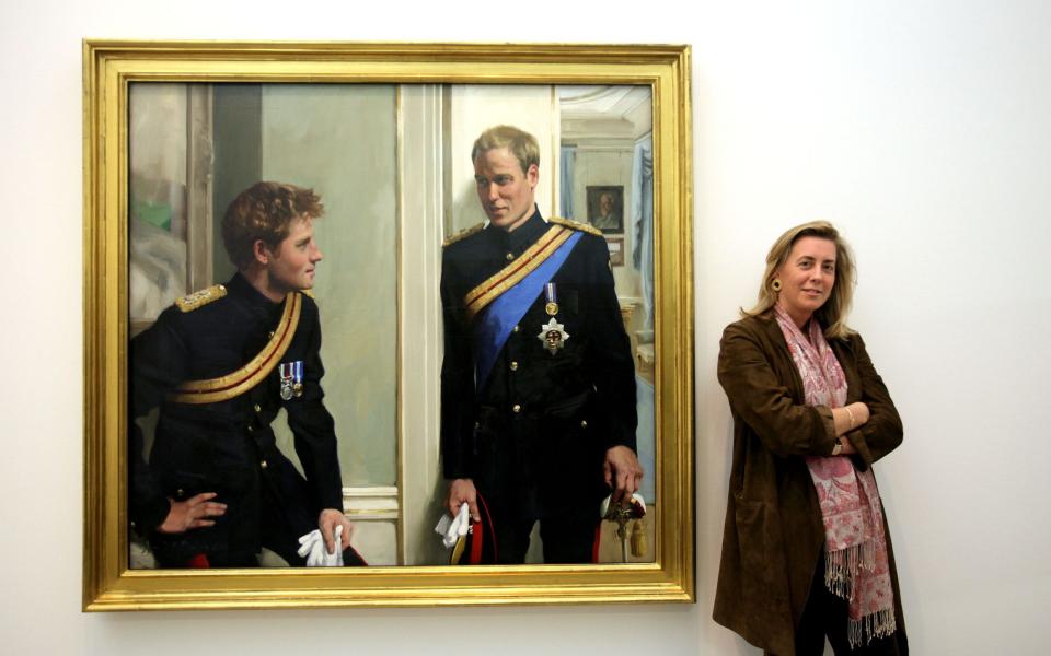 Le portrait de 2010 du prince de Galles et du duc de Sussex avec l'artiste Nicky Philipps debout à côté