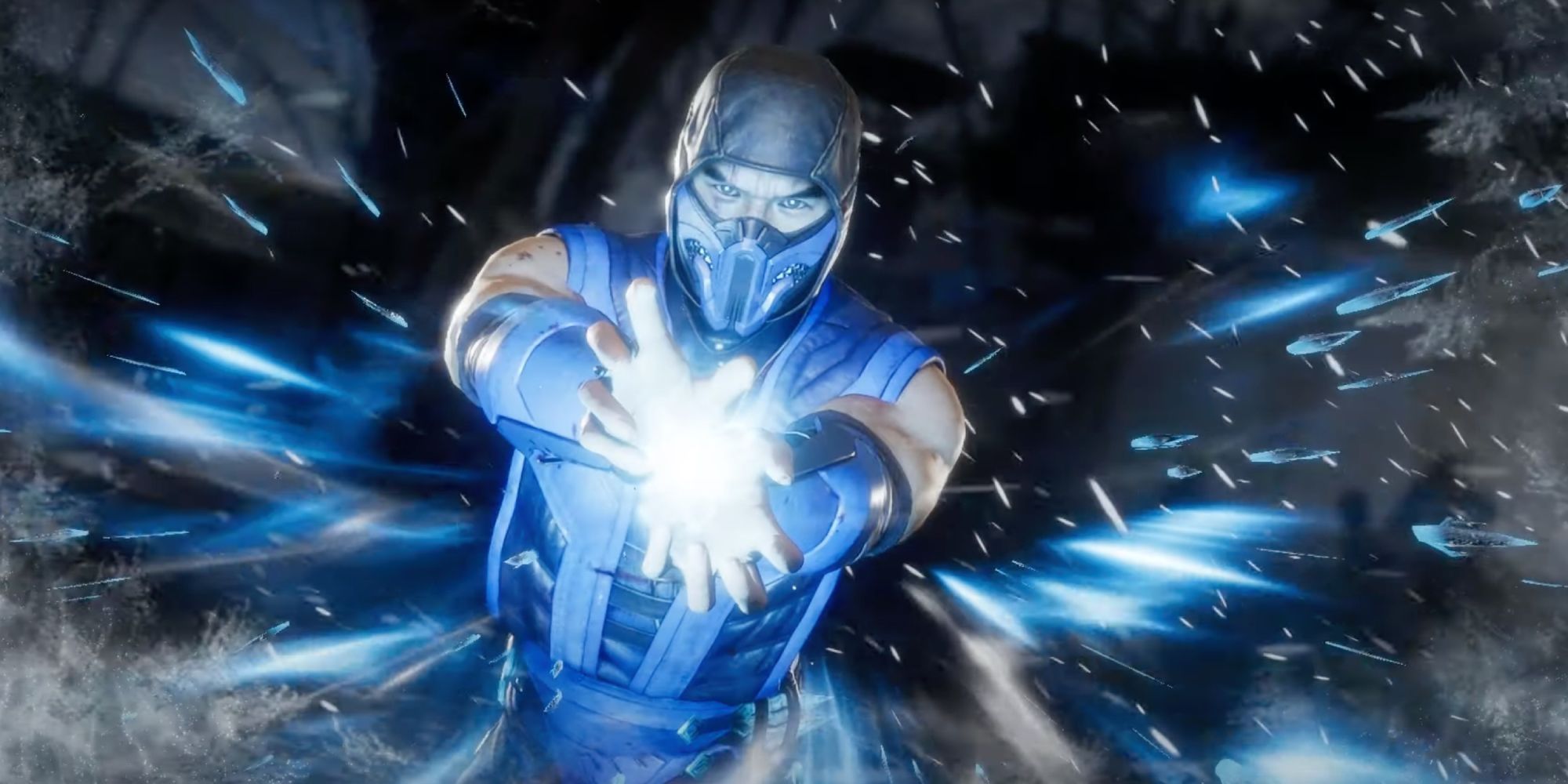 Sub Zero de Mortal Kombat entouré de son aura bleue glacée