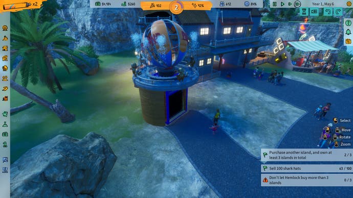 Capture d'écran de Park Beyond, montrant des toilettes de luxe avec une fontaine surdimensionnée au-dessus