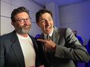 Le premier ministre Justin Trudeau avec l'acteur de Wolverine Hugh Jackman à New York lors de la conférence Global Citizen Now le 27 avril 2023.