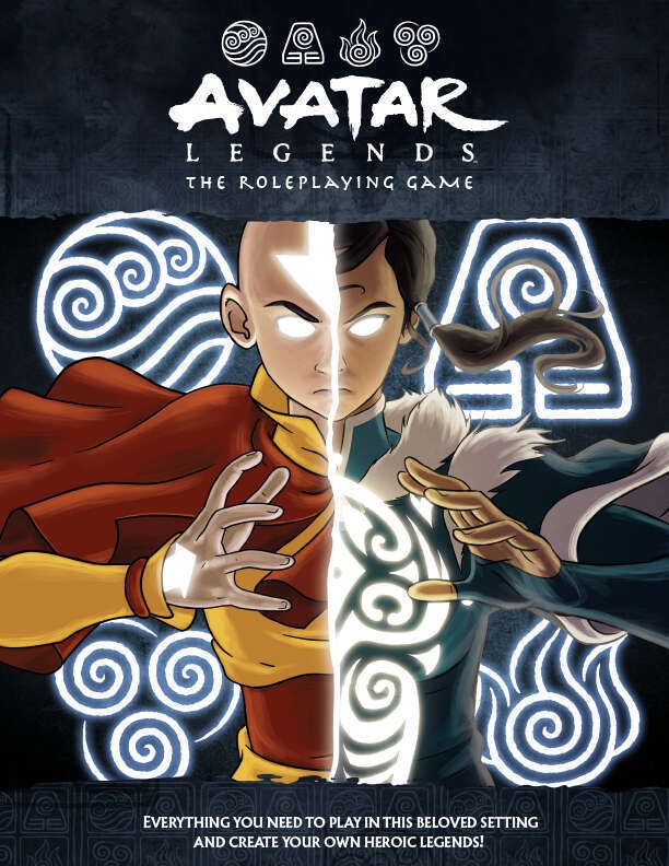 La pochette d'Avatar Legends: The Roleplaying Game présente plusieurs cintreuses faisant leur truc.