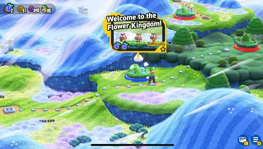 Super Mario Bros. Wonder Détails Carte du Royaume des Fleurs