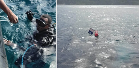 Des plongeurs de la police fidjienne cherchent des indices sur la disparition du touriste canadien Ildar Rakhmatulin, 38 ans. POLICE FÉDÉRALE FIDJIENNE