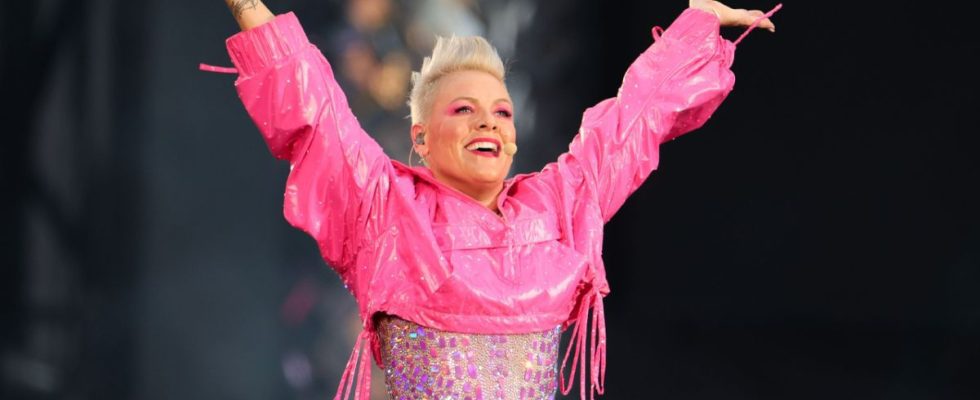 BERLIN, GERMANY - JUNE 28: P!NK performs on stage during the P!NK Summer Carnival 2023 Tour at Olympiastadion on June 28, 2023 in Berlin, Germany.