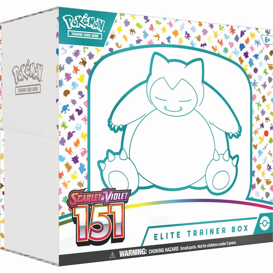 La boîte d'entraînement d'élite pour Pokémon Scarlet et Violet : 151 Collection TCG, qui comporte un Snorlax sur l'emballage.