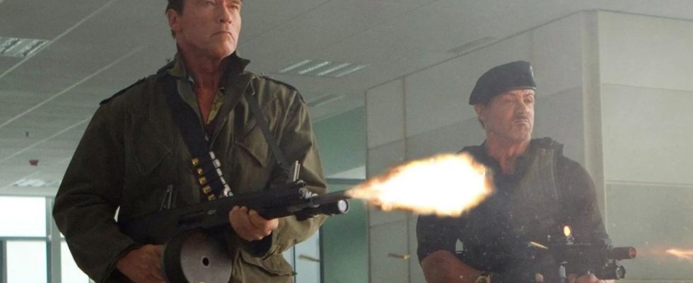 Arnold Schwarzenegger and Sylvester Stallone in Expendables 2