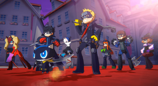 The Phantom Thieves in chibi form in Persona 5 Tactics.