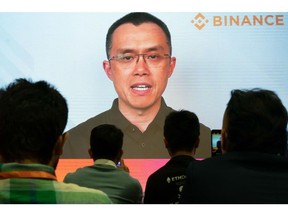 Changpeng Zhao, PDG de Binance, s'exprime virtuellement lors du Web3 Blockchain Festival à Hong Kong, Chine, le mercredi 12 avril 2023.
