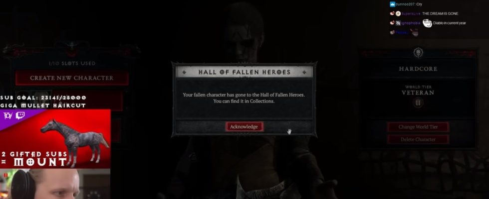 Diablo 4 Streamer fait rage après la mort d'un personnage hardcore de 172 heures pendant le chargement de l'écran