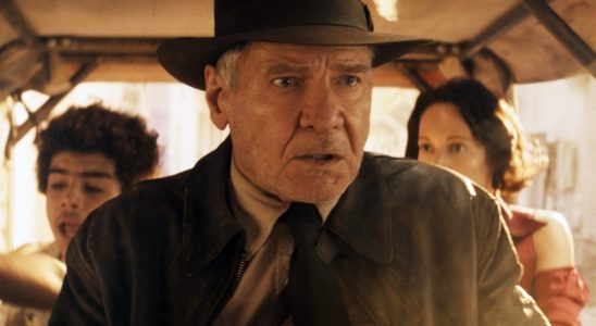 INDIANA JONES AND THE DIAL OF DESTINY, (aka INDIANA JONES 5), from left: Ethann Isidore, Harrison Ford, Phoebe Waller-Bridge, 2023. © Walt Disney Studios Motion Pictures / Courtesy Everett Collection