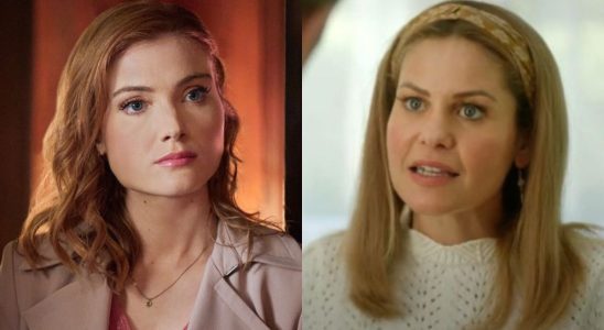 Skyler Samuels and Candace Cameron Bure in their own Aurora Teagarden Mysteries movies.