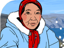 Illustration de l'auteur inuit Mitiarjuk Nappaaluk par l'artiste Gayle Uyagaqi Kabloona.