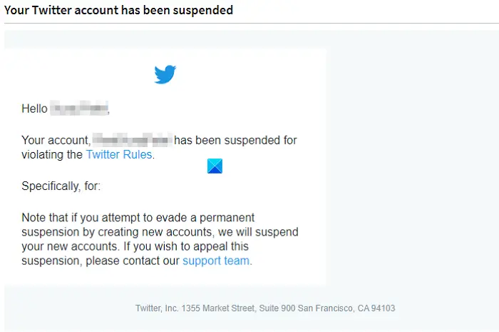 Compte Twitter suspendu