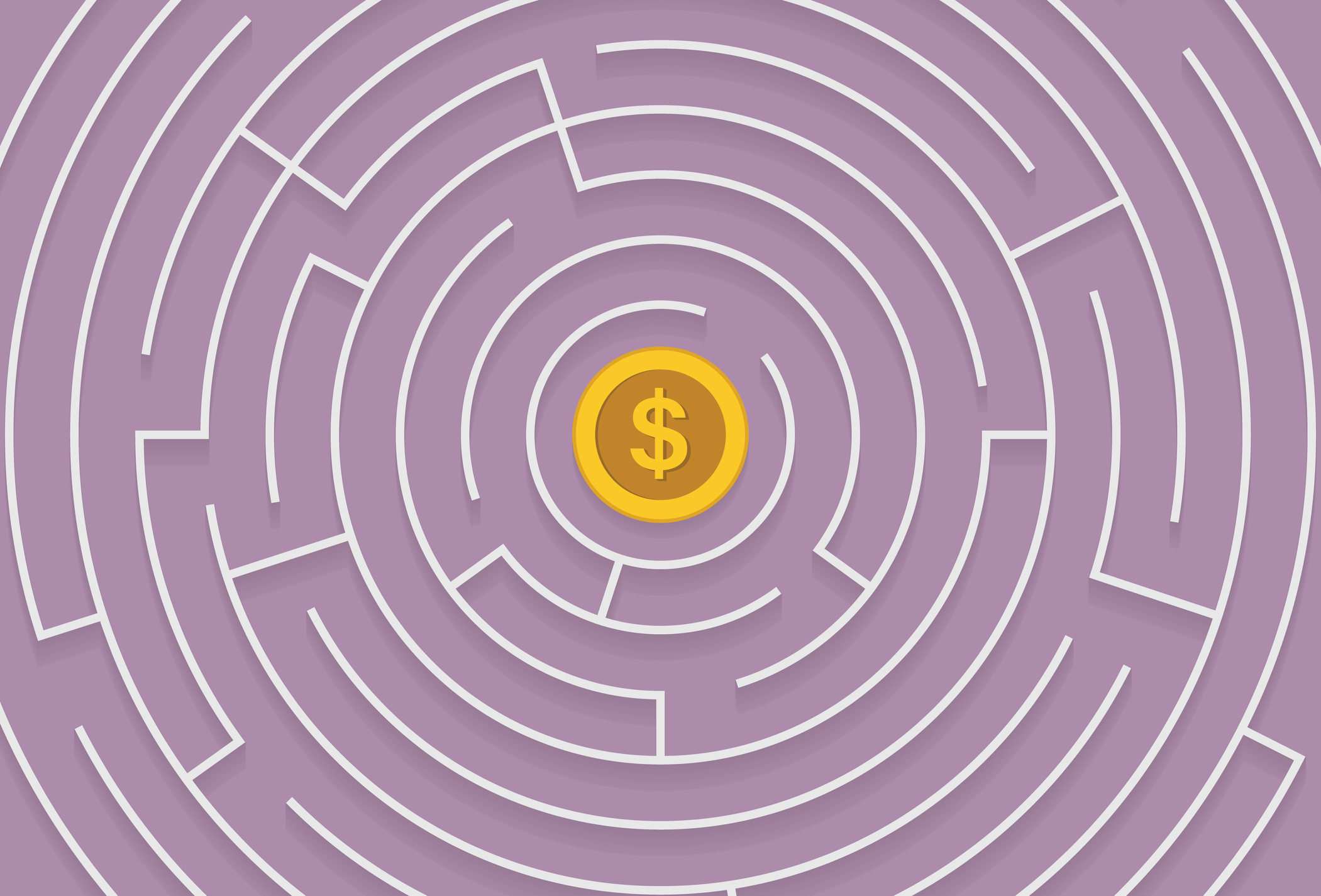 labyrinthe avec une pièce d'un dollar américain au milieu