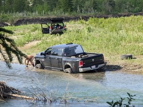 Un homme nu tente de récupérer sa voiture dans une rivière de la région de Calgary.