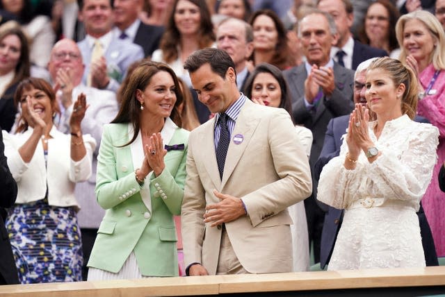 La princesse de Galles aux côtés de Roger Federer dans la loge royale de Wimbledon