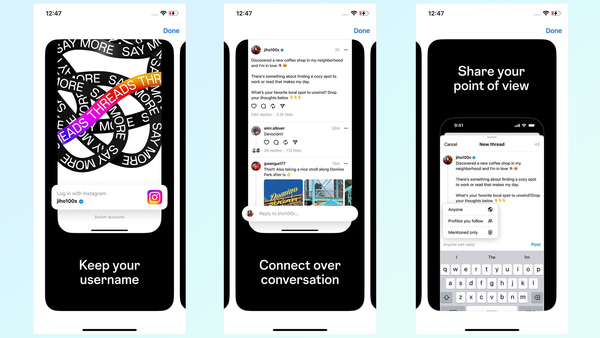 Captures d'écran de la boutique d'applications des fils Instagram
