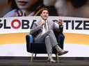 Le premier ministre Justin Trudeau prend la parole à Global Citizen NOW à The Glasshouse le 27 avril 2023 à New York.