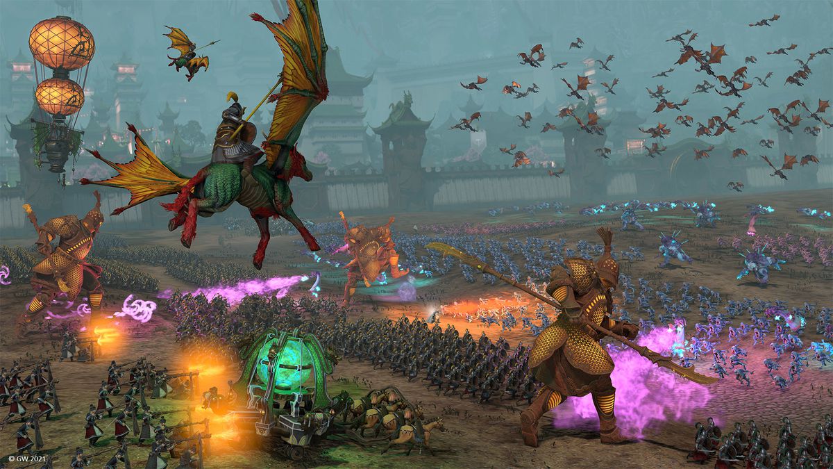 Une armée de Cathay serre les rangs avec les forces démoniaques de Tzeentch dans Total War: Warhammer 3
