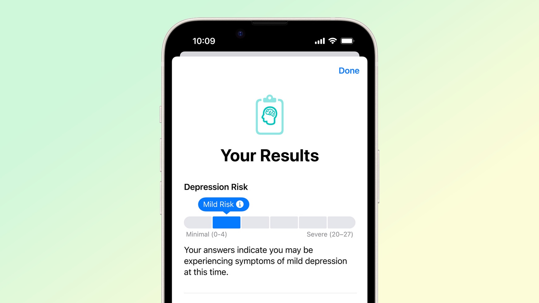Évaluation de la santé mentale de l'application iOS 17 Health