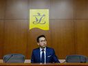 Le chef du parti civique de Hong Kong, Alvin Yeung, en 2016. L'ancien Canadien a été arrêté en vertu de la loi sur la sécurité nationale de Hong Kong et a été emprisonné pendant deux ans.  Le procès est maintenant en cours.