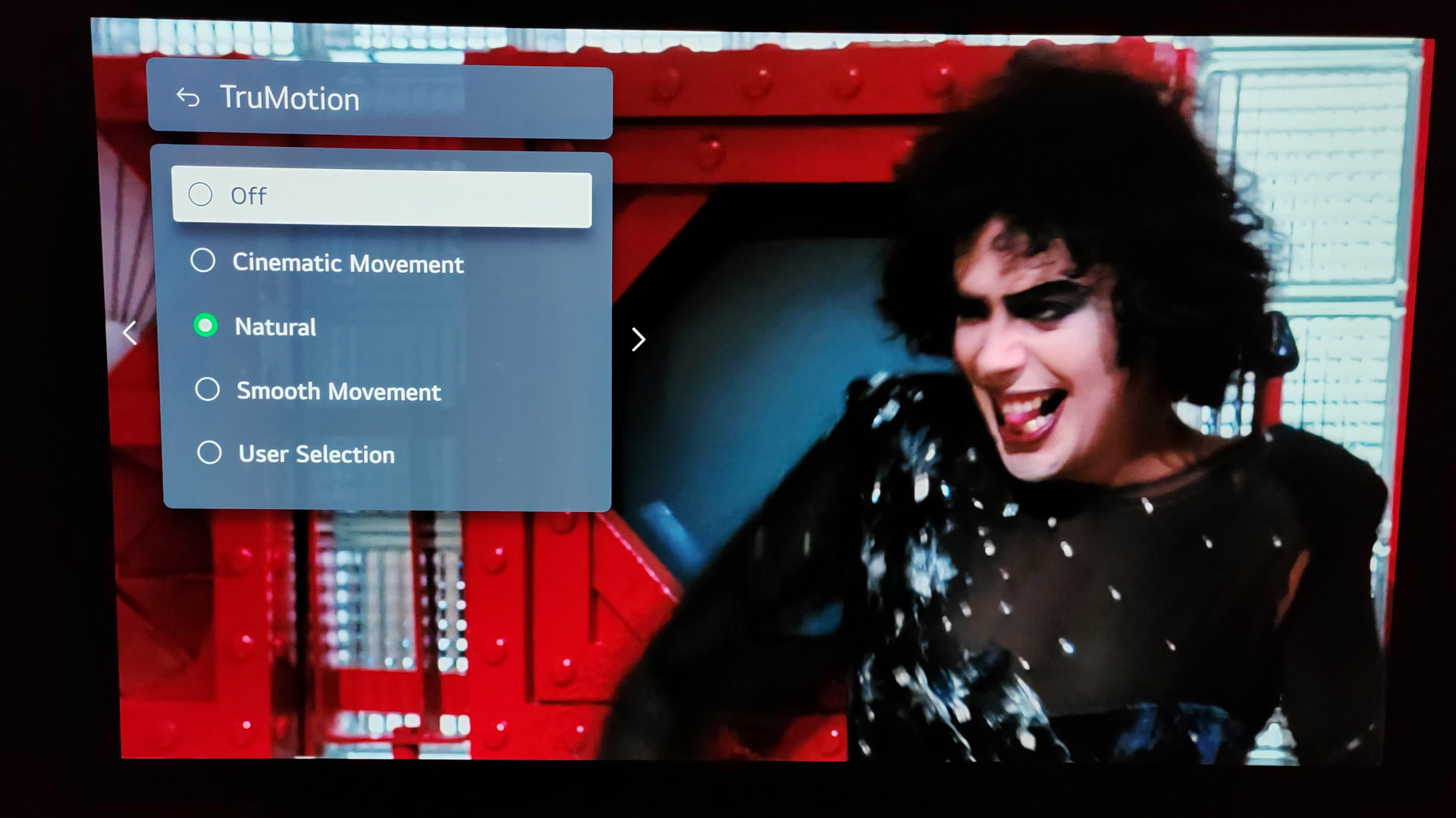 LG OLED C3 montrant le Rocky Horror Picture Show