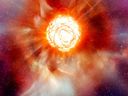 Vue d'artiste de l'étoile supergéante rouge Bételgeuse.