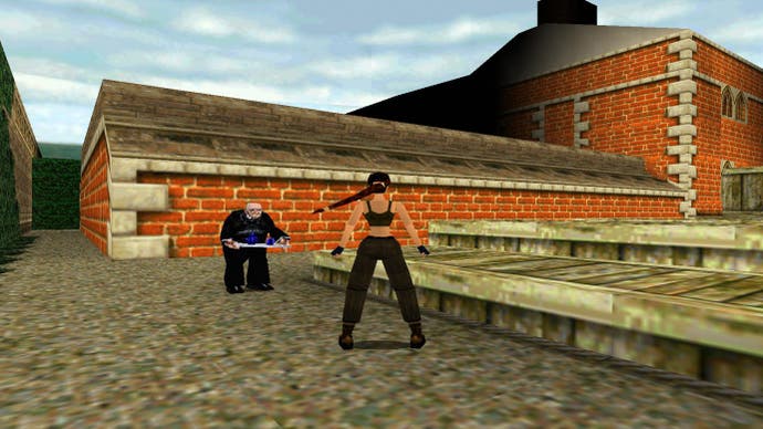 Tomb Raider 2 - Croft Manor avec Lara et son majordome