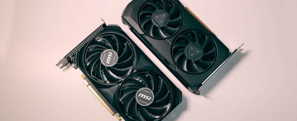 Nvidia GeForce RTX 4060 and AMD Raden RX 7600 side by side