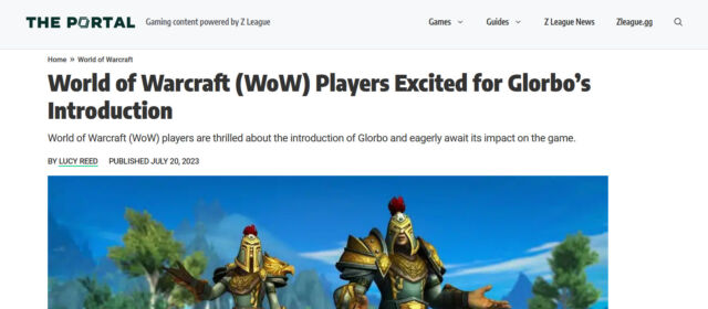 Une capture d'écran de l'article écrit par le bot sur "Glorbo" qui est apparu sur le site Web de Z League avant d'être retiré.