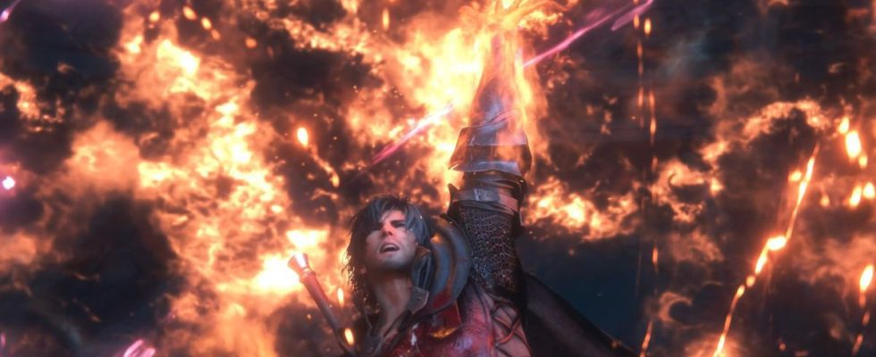 Final Fantasy 16 protagonist Clive conjures up a magic fireball