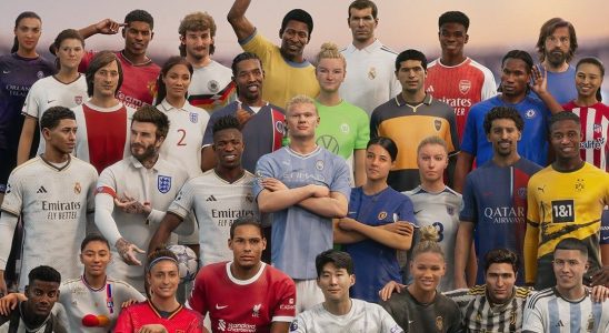 A crop of the cover for EA Sports FC showing lots of footballers.