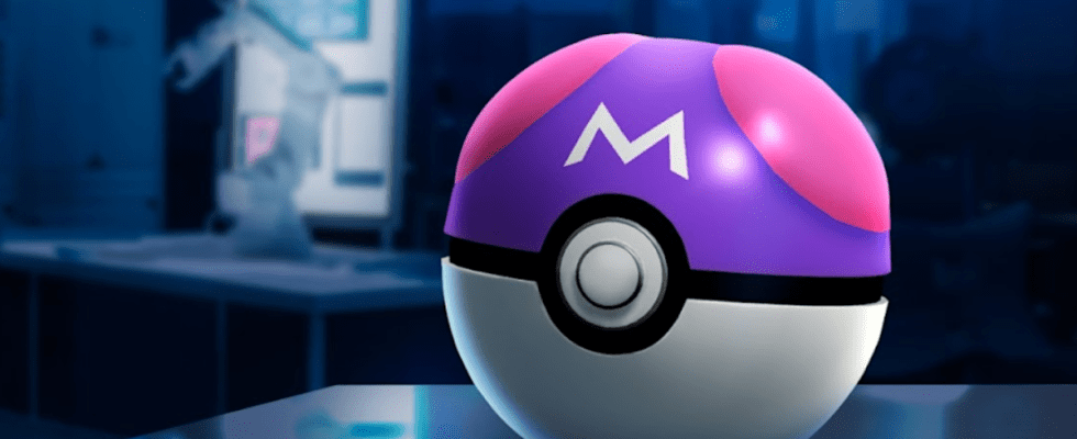 A masterball sits alone in a hi-tech lab.