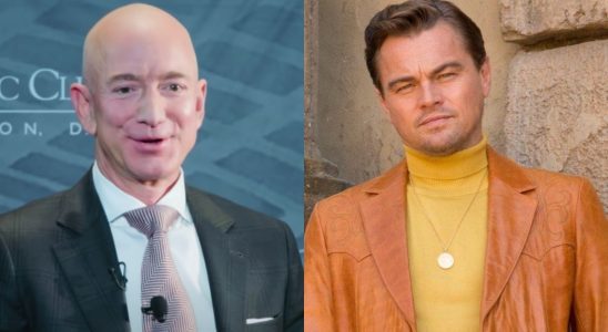 Jeff Bezos screenshot Bloomberg and Leonardo DiCaprio in Once Upon A Time In Hollywood