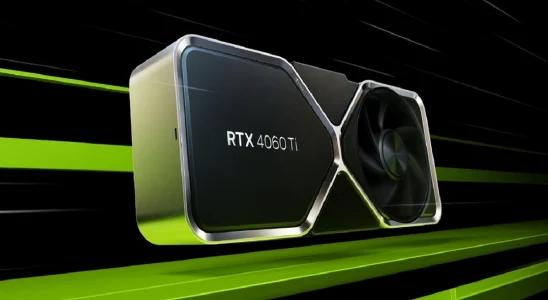 An Nvidia RTX 4060 Ti graphics card on a black and green background.