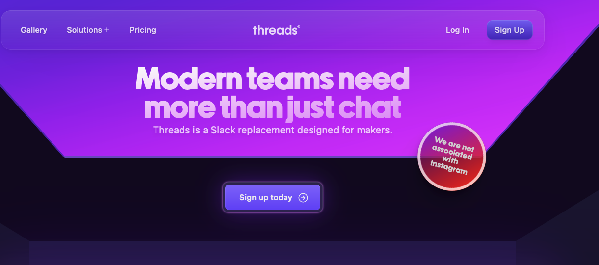 Page d'accueil de Threads.com