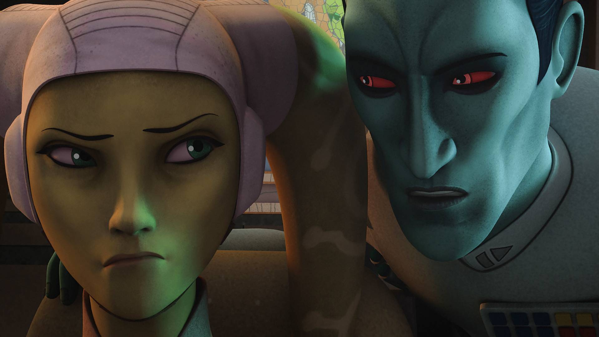 Hera Syndulla et le Grand Amiral Thrawn dans Star Wars Rebels
