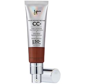 Tube droit de IT Cosmetics CC+ Cream Full Coverage Color Correcting Foundation avec SPF 50+.