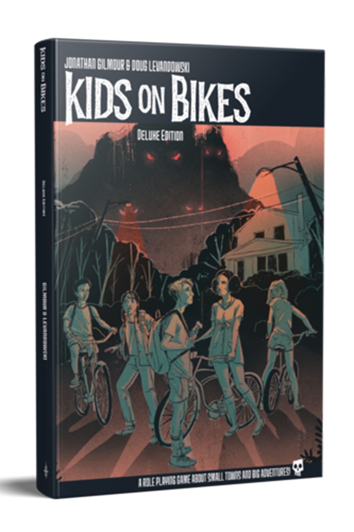 La pochette de Kids on Bikes montre des enfants sur leurs vélos en monotone avec des accents orange.