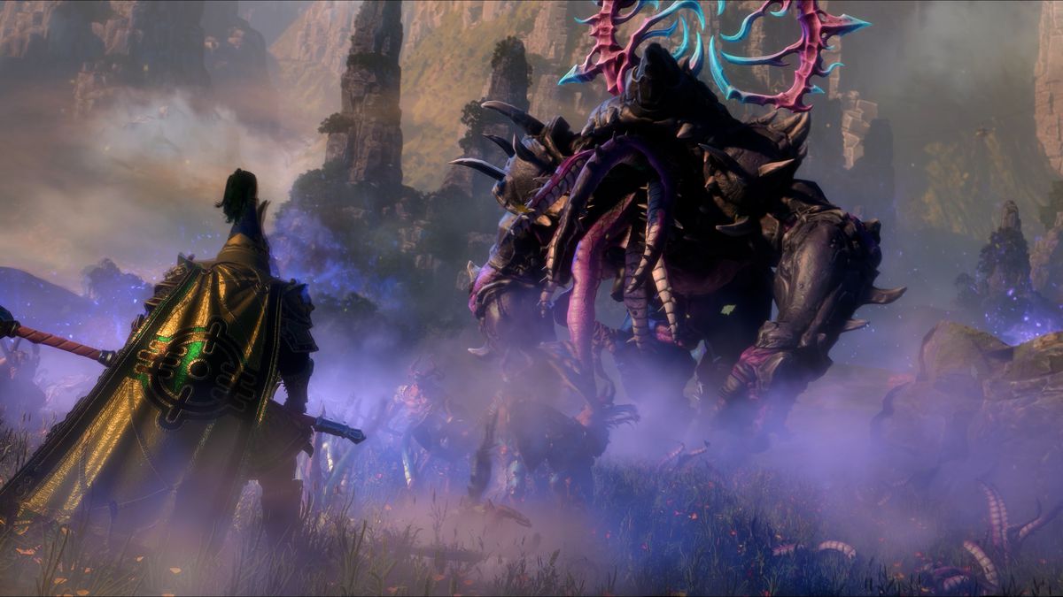 Un Général Céleste de Cathay affronte une Mutalith Vortex Beast of Tzeentch dans Total War: Warhammer 3 Shadows of Change
