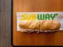 Un sandwich Subway devant un restaurant à Austin, Texas.