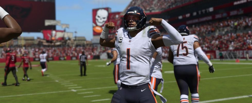Madden NFL 24 screenshot featuring a player celebrating on the field