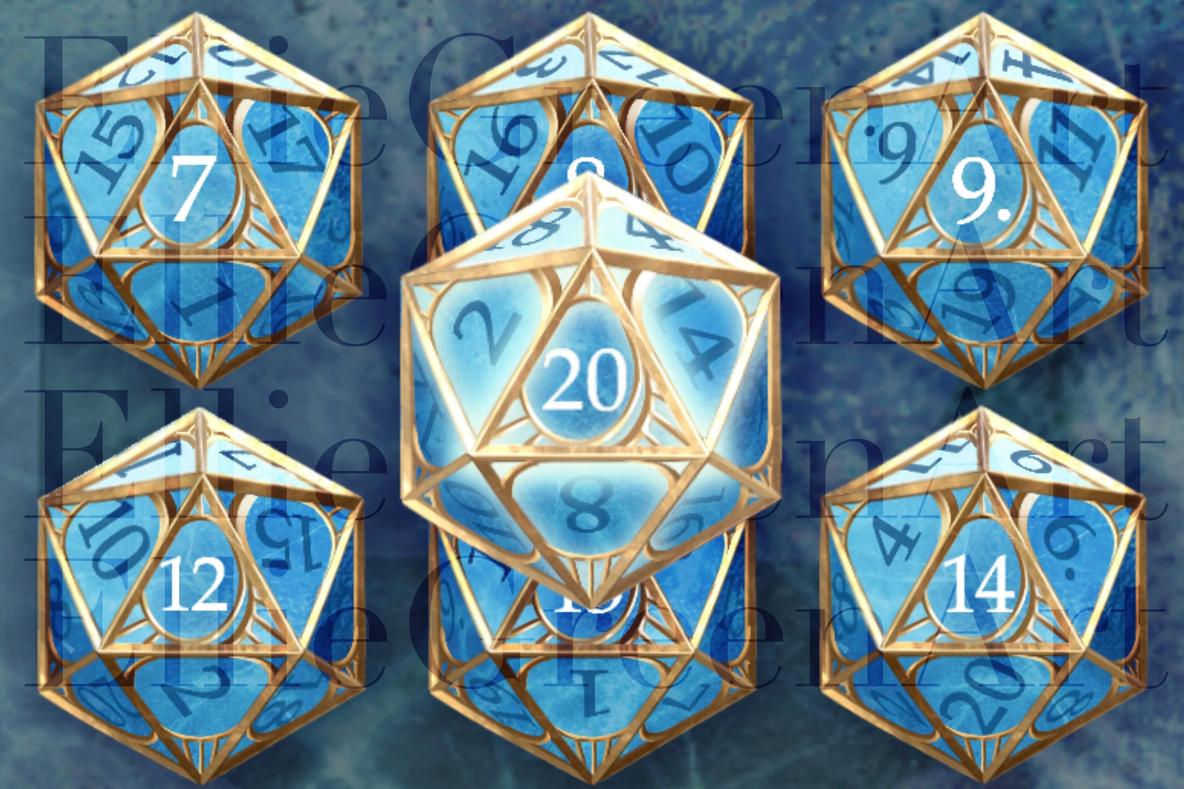 Dés en cristal bleu avec cage dorée modifiés dans Baldur's Gate 3