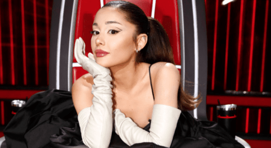 Ariana Grande poses on Big Red Chair on The Voice.